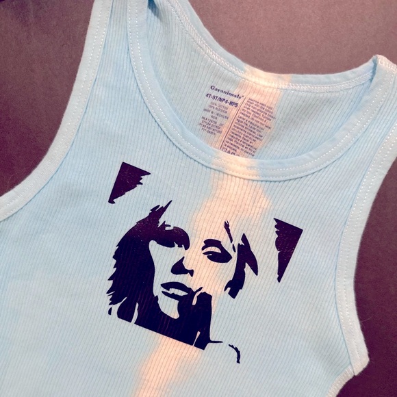BLONDIE inspired 80s tie-dye distressed ribbed graffiti tank top Toddler 4T-5T - Picture 3 of 17